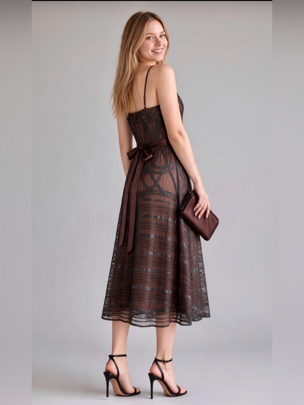 BCBGMaxAzria Designer Brown Structured Evening Gown